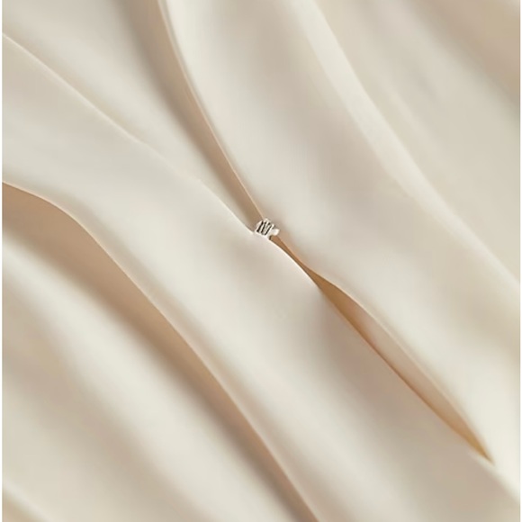 NWT, Express Ivory Embellished Cuff Draped Front Satin Blouse - XS - NWT - Picture 7 of 16